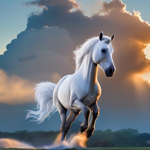 Galloping Arabian Horse in Storybook Realism