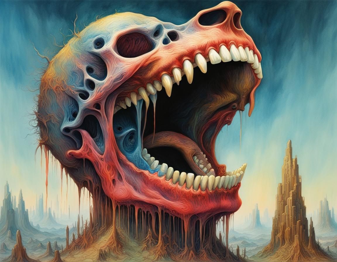 Screaming Teeth: Detailed Art Inspired by Beksinski