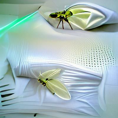 Futuristic Insect with White Satin Exoskeleton