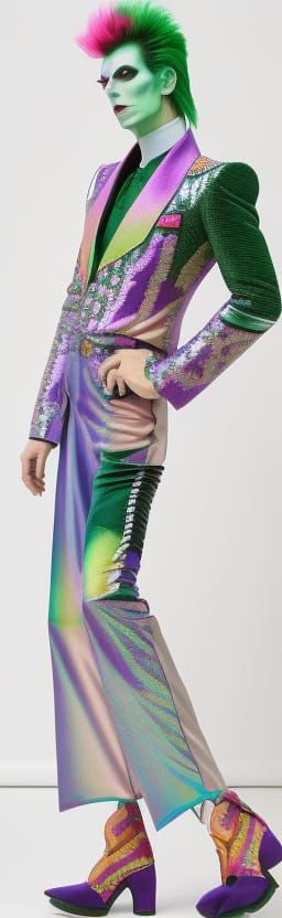 Psychedelic Ziggy Stardust Portrait in Art Brut Style