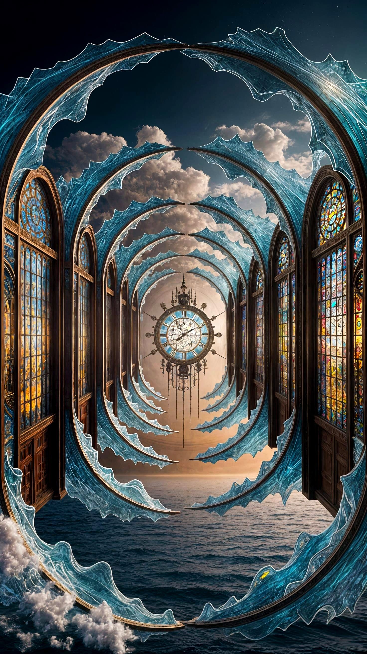 Ethereal Temple of Timeless Reflections in Liquid Glass Arch...