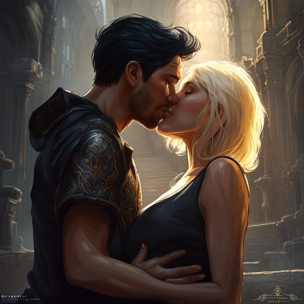 Passionate Kiss in Dark Fantasy Style