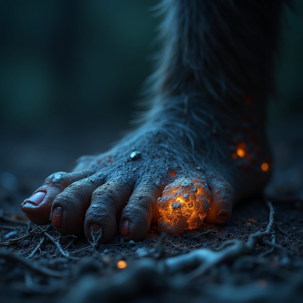 Glowing Monkey Foot in Surreal Decay