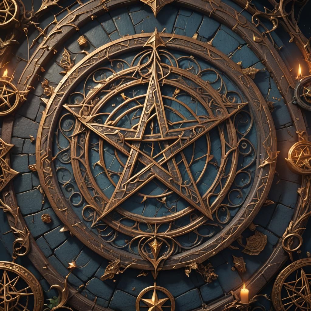 Detailed Pentacle Matte Painting in Deep Color