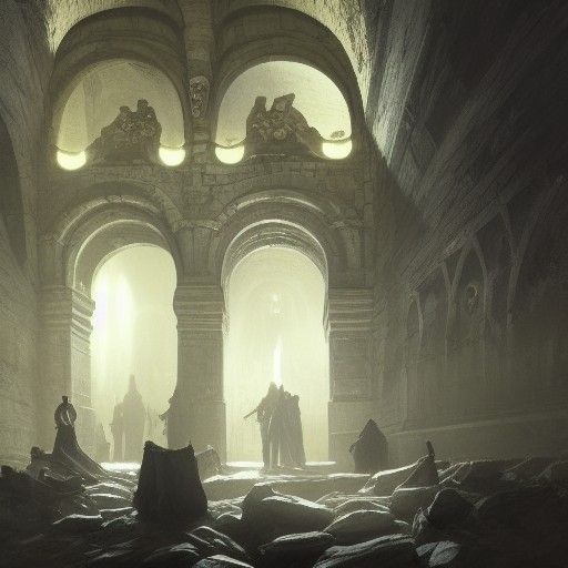 Paris Catacombs: Dark Fantasy Masterpiece in 8k