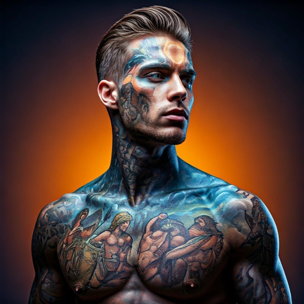 Greek Mythology Bodypaint Art: Hyperrealistic Portrait