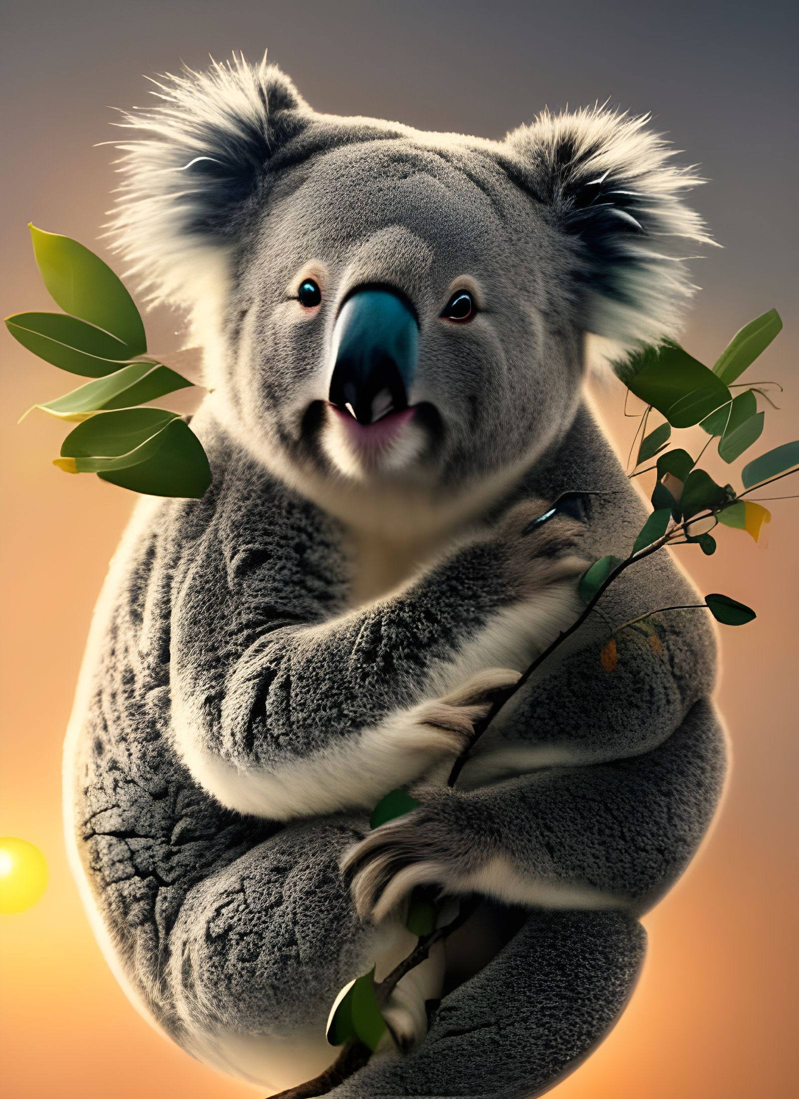 Detailed Photorealistic Koala with Diamonds and Pearls