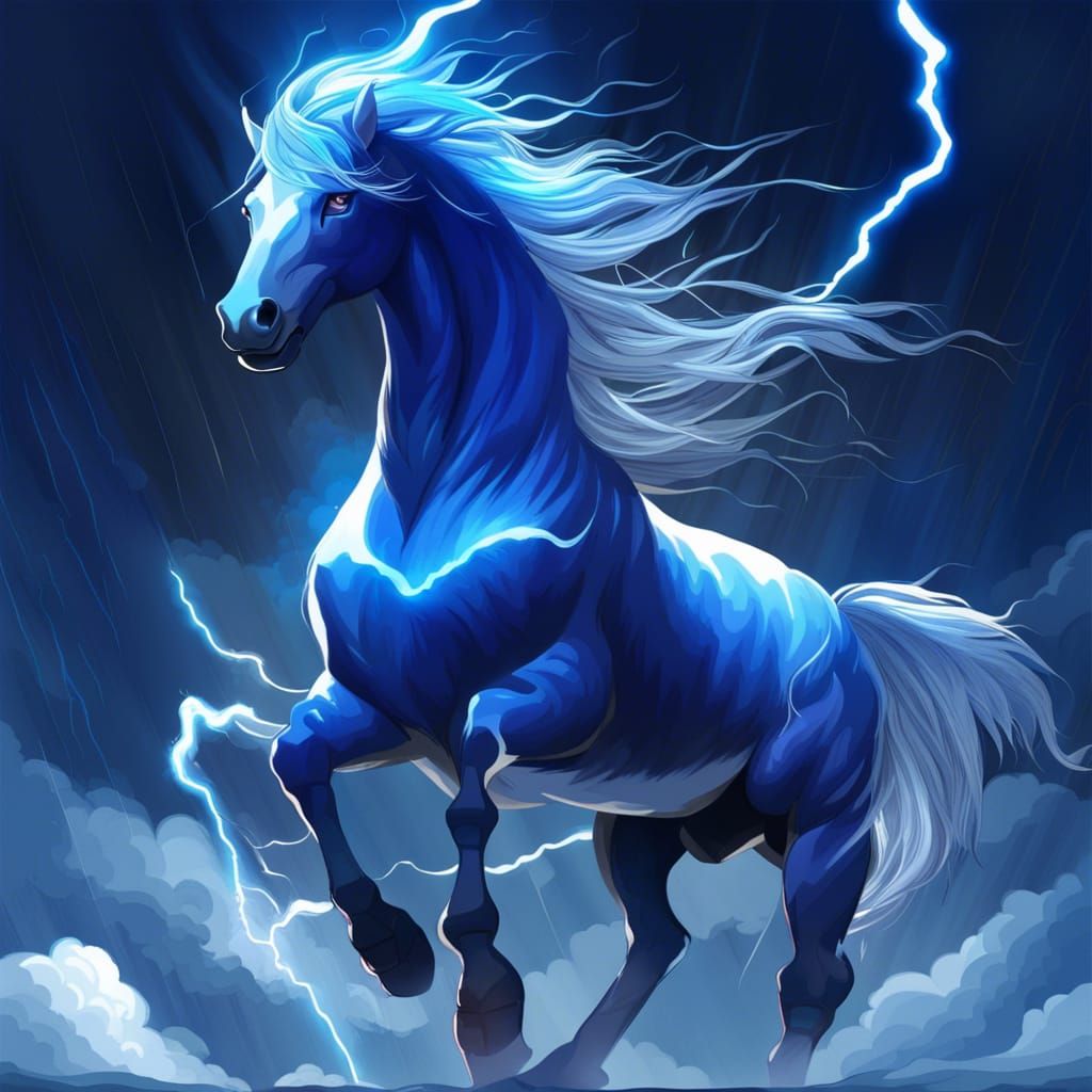 Kirin Horse Amidst Thunder and Lightning