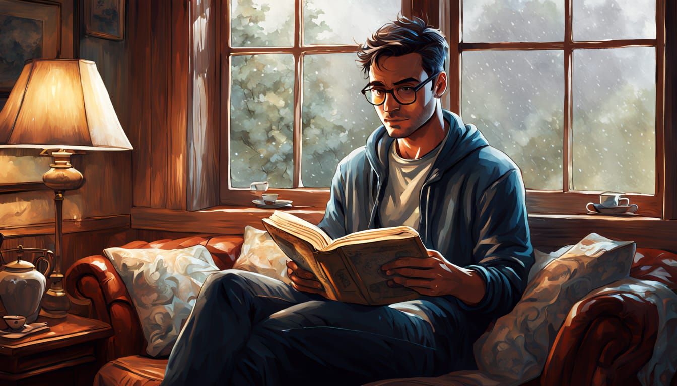 Cozy Reading Nook in Comic Book Style