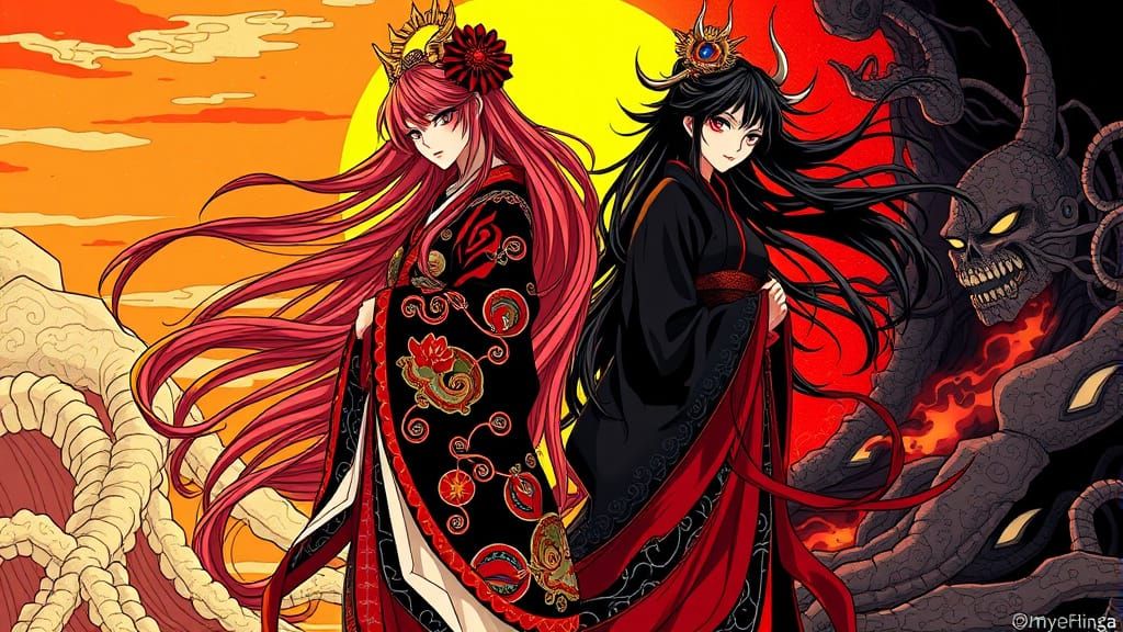 Radiant Sun Goddess Amaterasu in Anime-Inspired Art