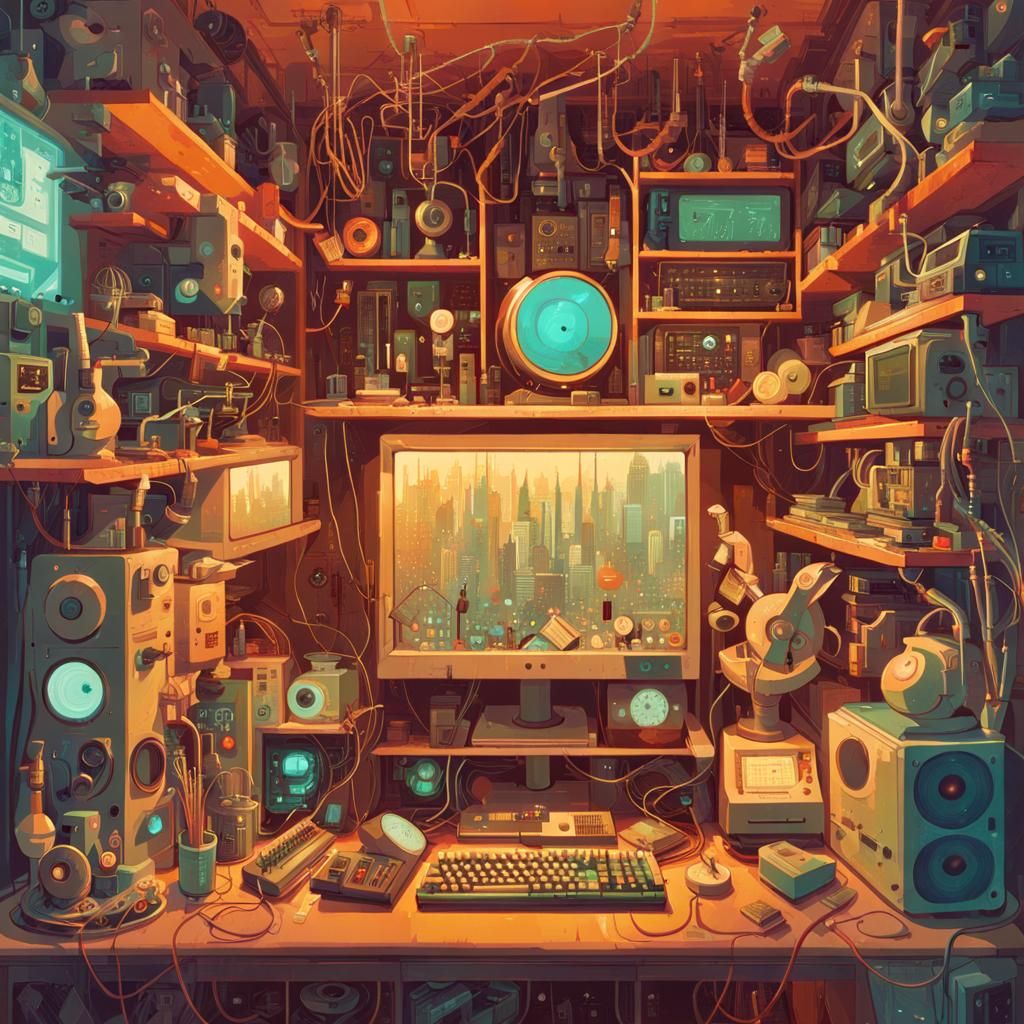 Cyberpunk Still Life Sculpture of Electronic Components