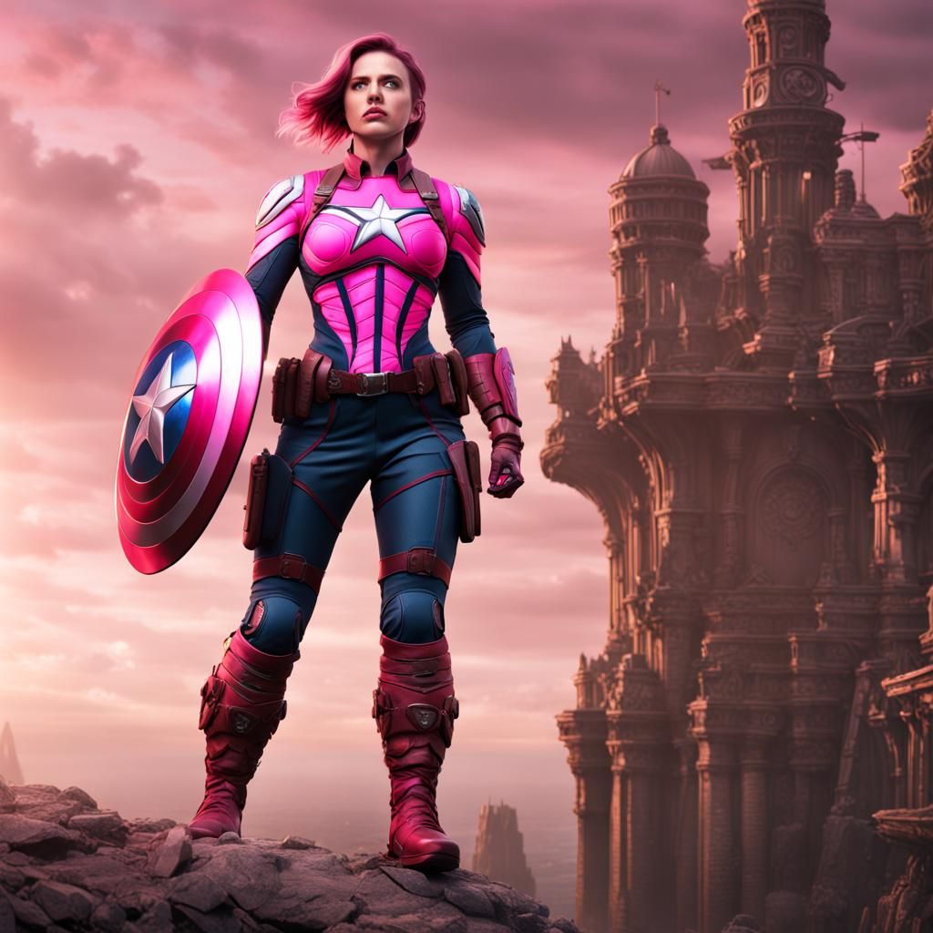 Female Captain America in Pink Armor