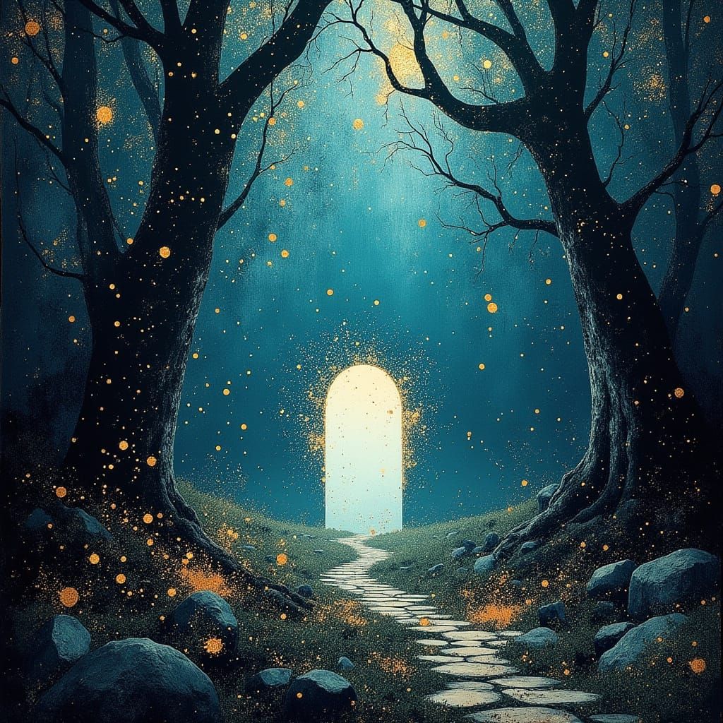 Mystical Forest Digital Matte Painting with Ethereal Flora