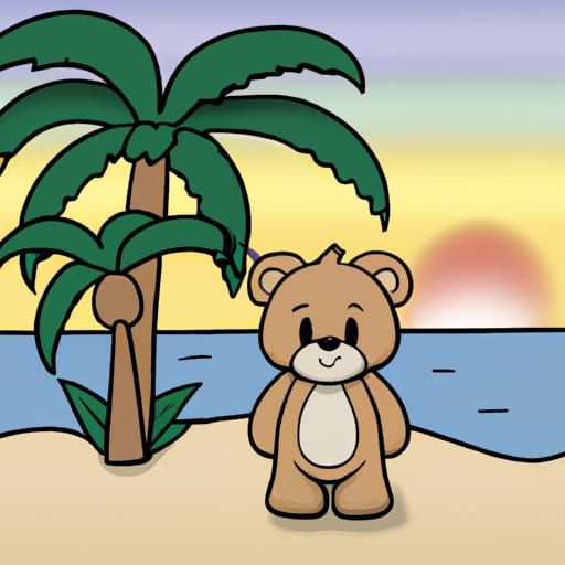 Cute Bear at Beach Sunset PFP