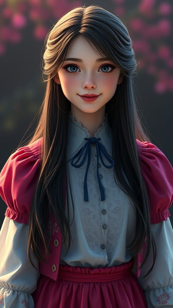 Dreamy Fantasy School Girl in Vibrant Colors