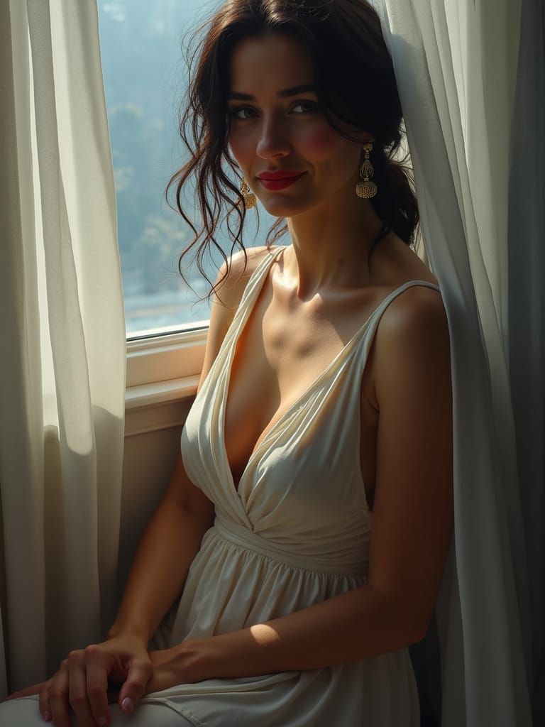 Woman in Soft Pre-Dawn Light, Romantic Realism Style