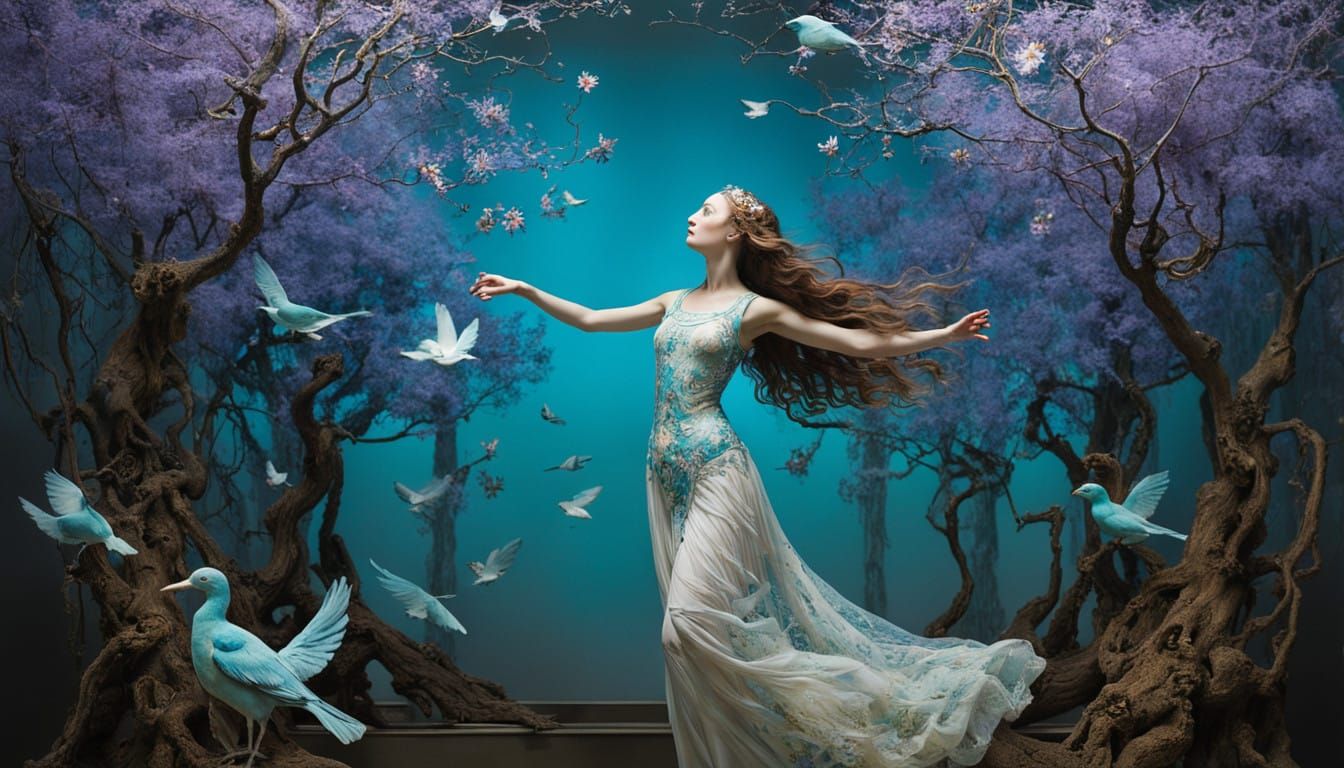 Ethereal Dancer in Floral Wonderland