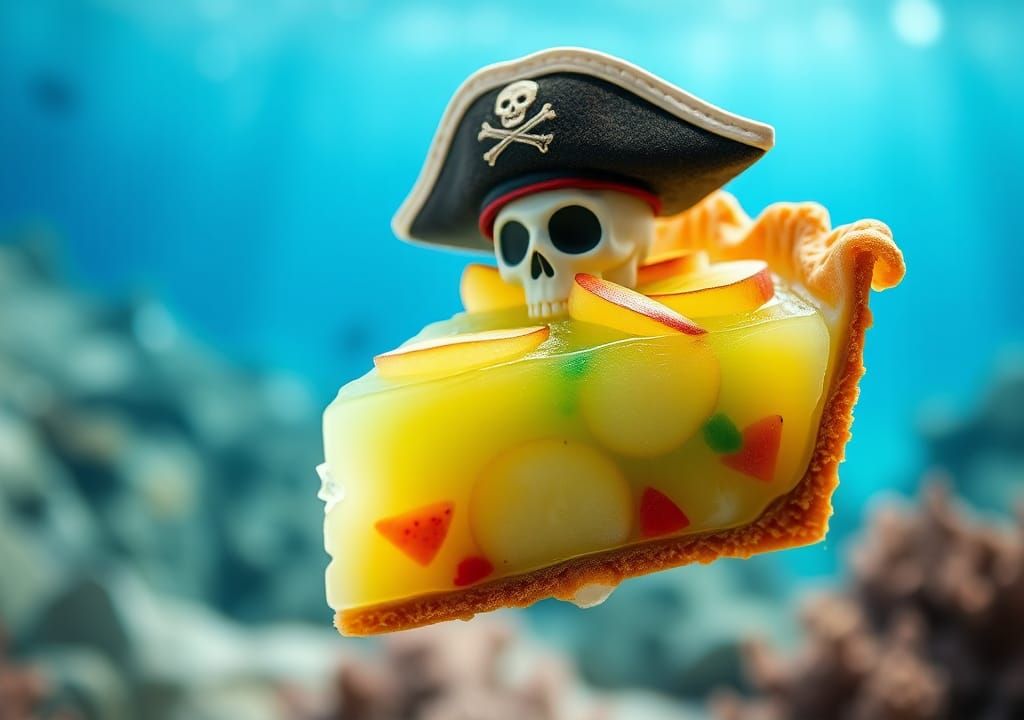 Pirate Pie Meets Caribbean Beach in Surreal Fusion
