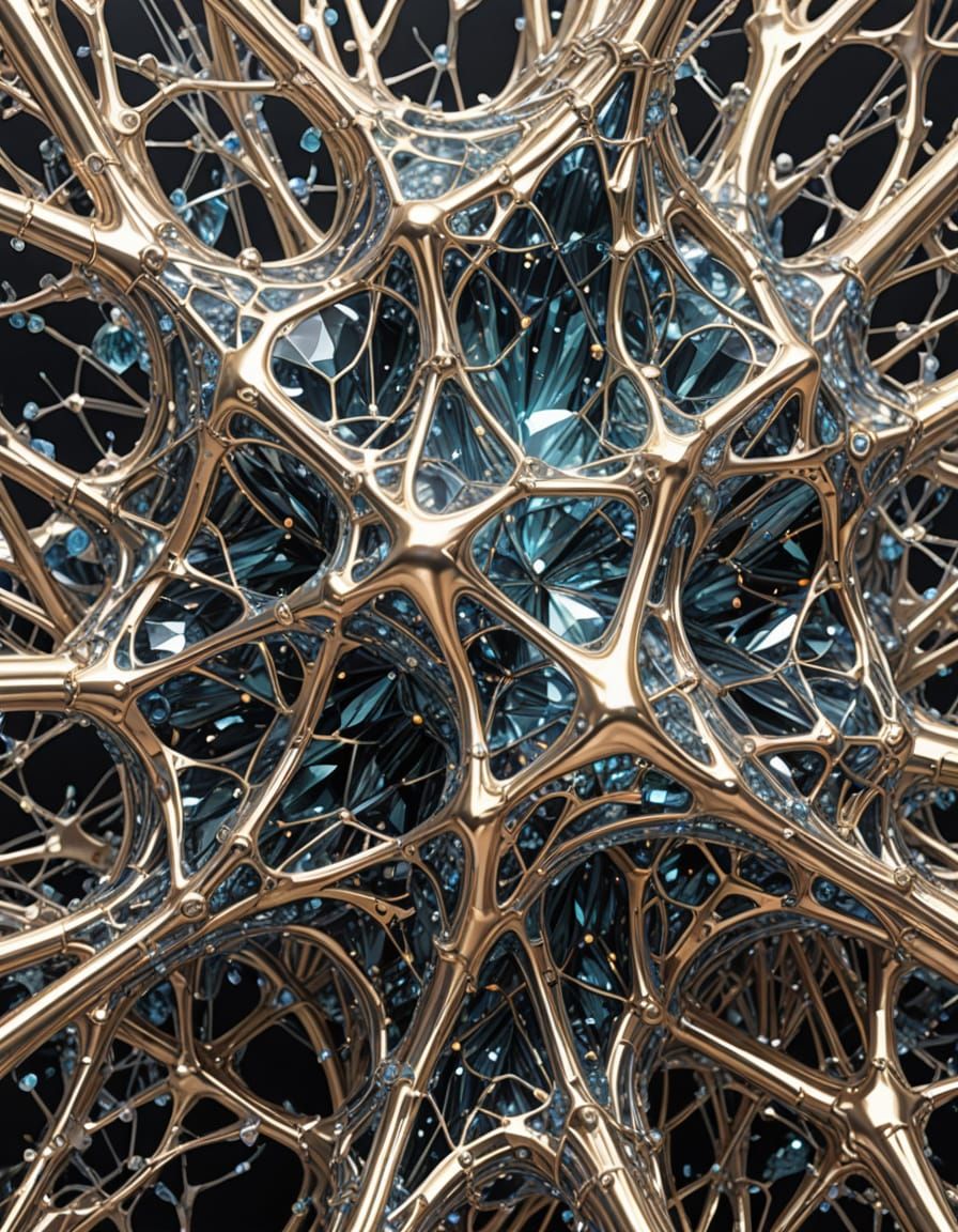 Metallic Crystal Synapse Abstract Illustration