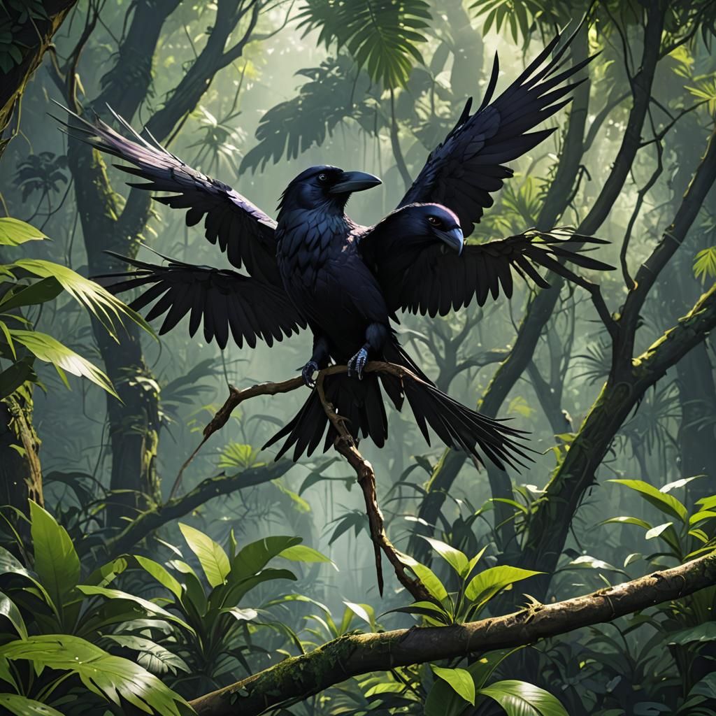 Jungle Raven in Anime Style 3D Rendering