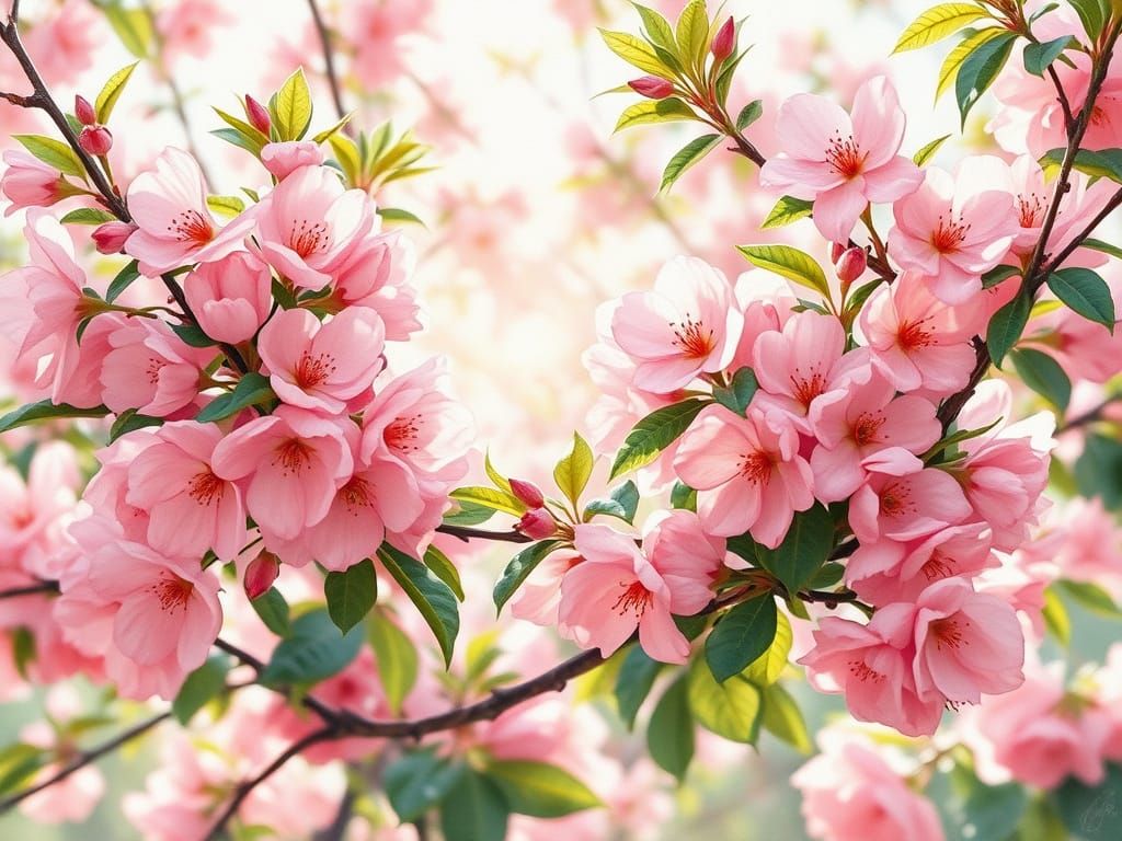 Vibrant Peach Blossoms in Impressive Watercolor Style