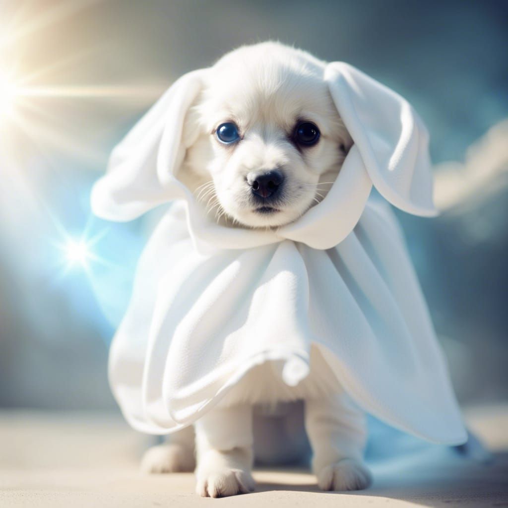 Cute Ghost Puppy in Divine Sunshine
