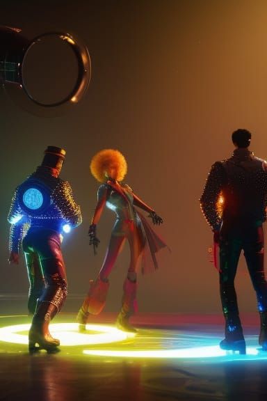 Retrofuturist Android Robot Disco Dance, Anime Key Visual