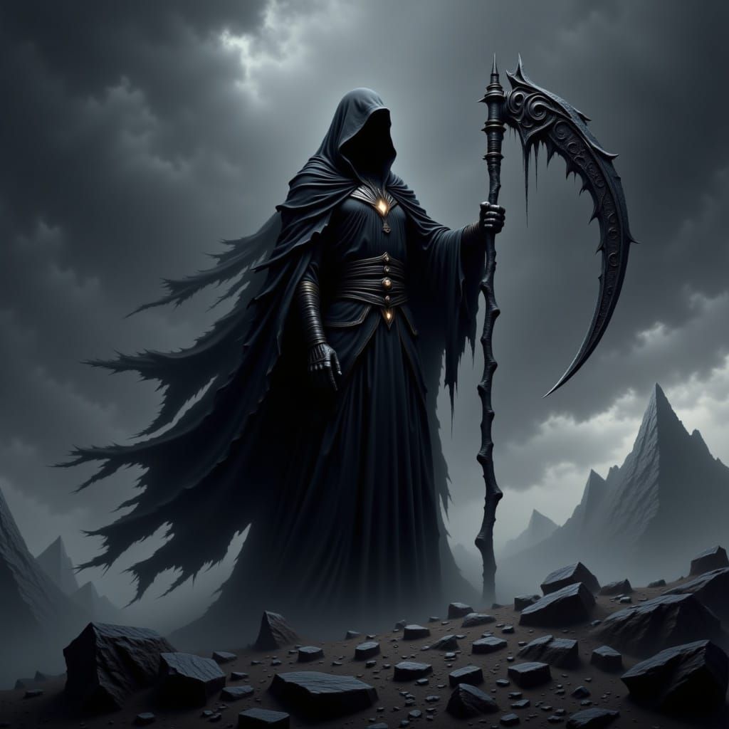 The Grim Reaper Ascends in Dark Realism