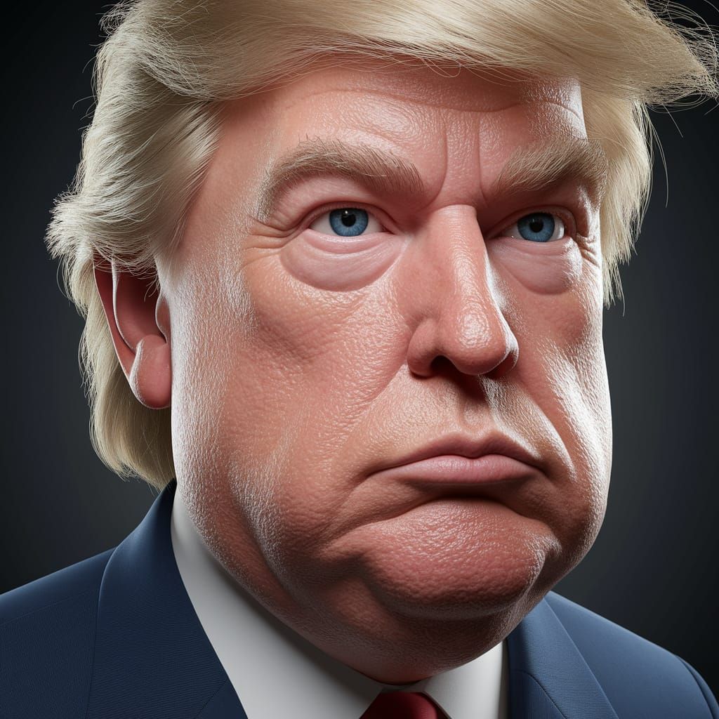 Ultra-Detailed Close-Up Caricature of Donald Trump