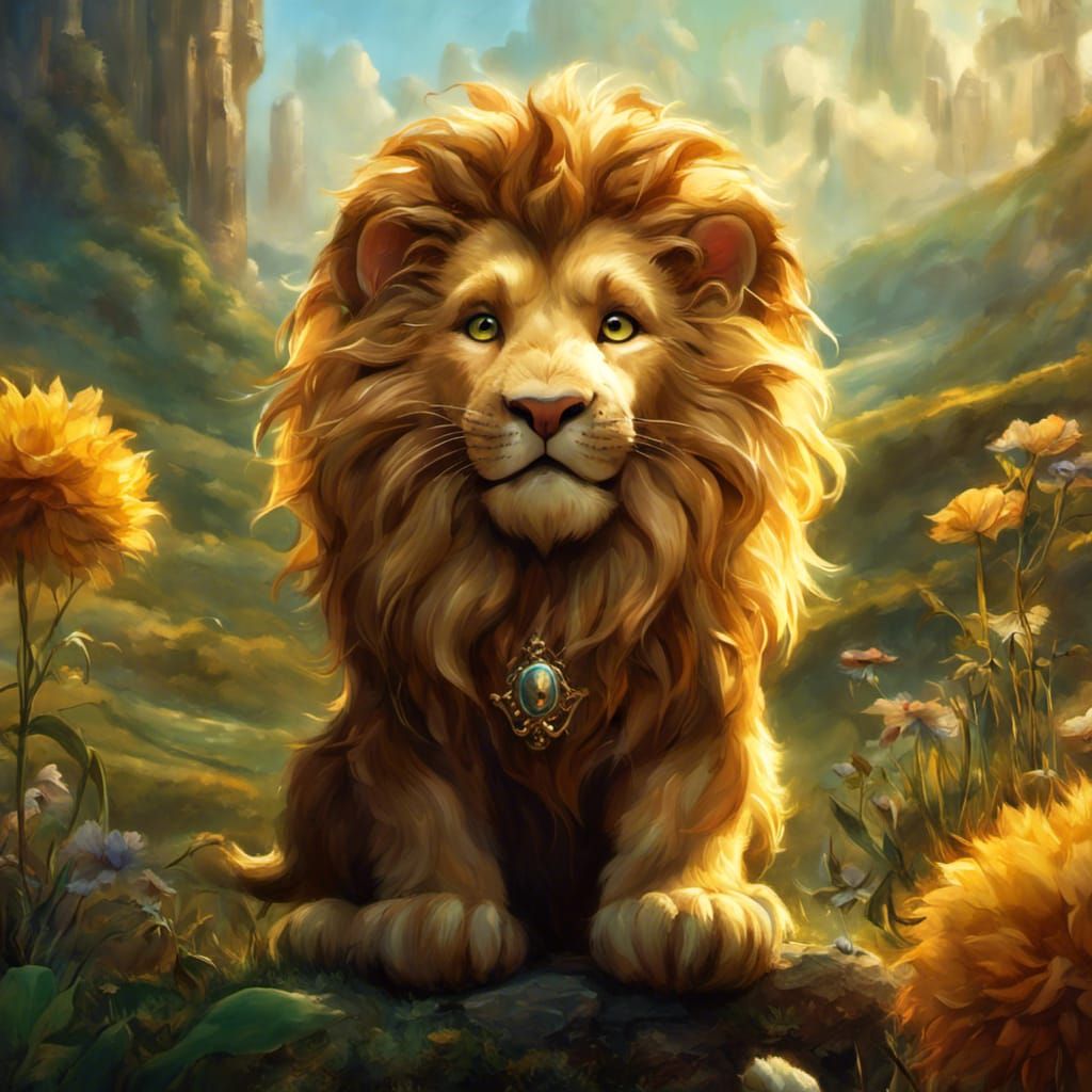 Chibi Cowardly Lion in Oz: Detailed Anthropomorphic Art