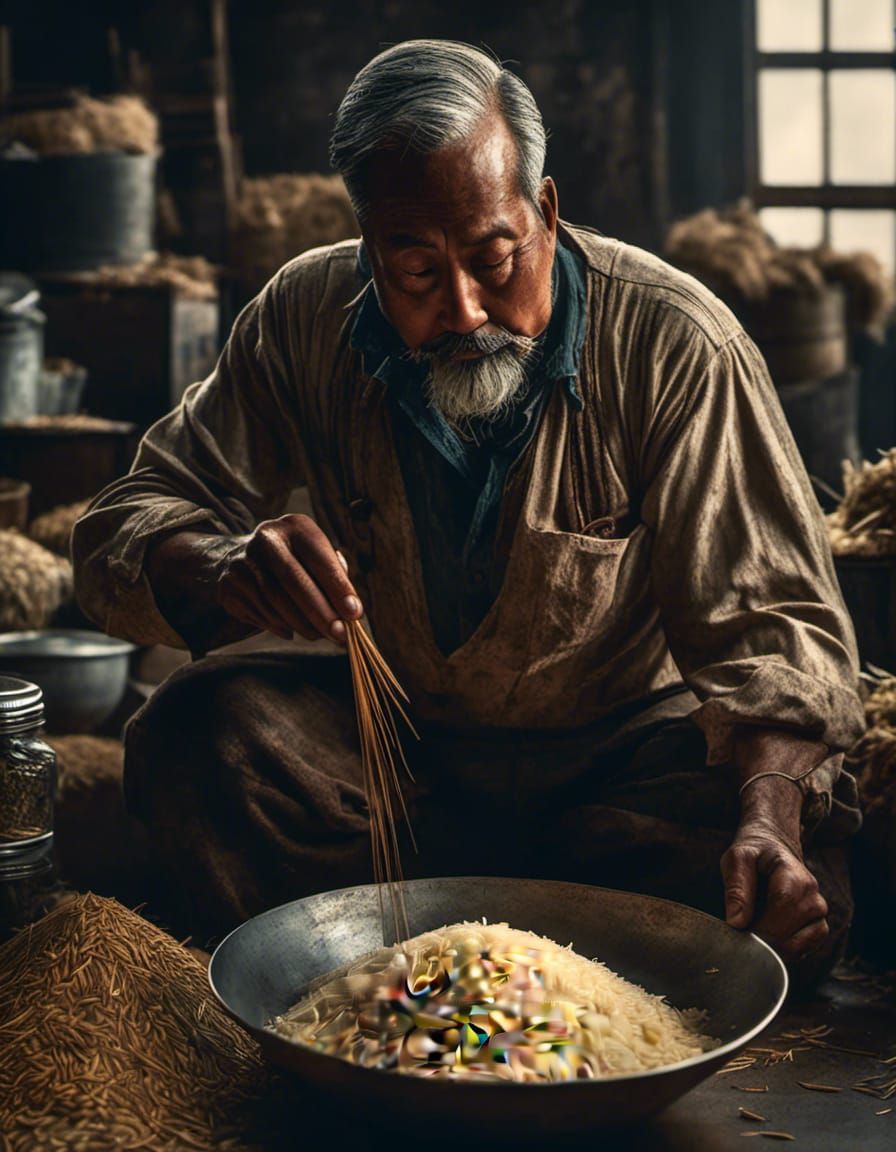 Hyperrealistic Portrait of PoopMan Who Likes Rice