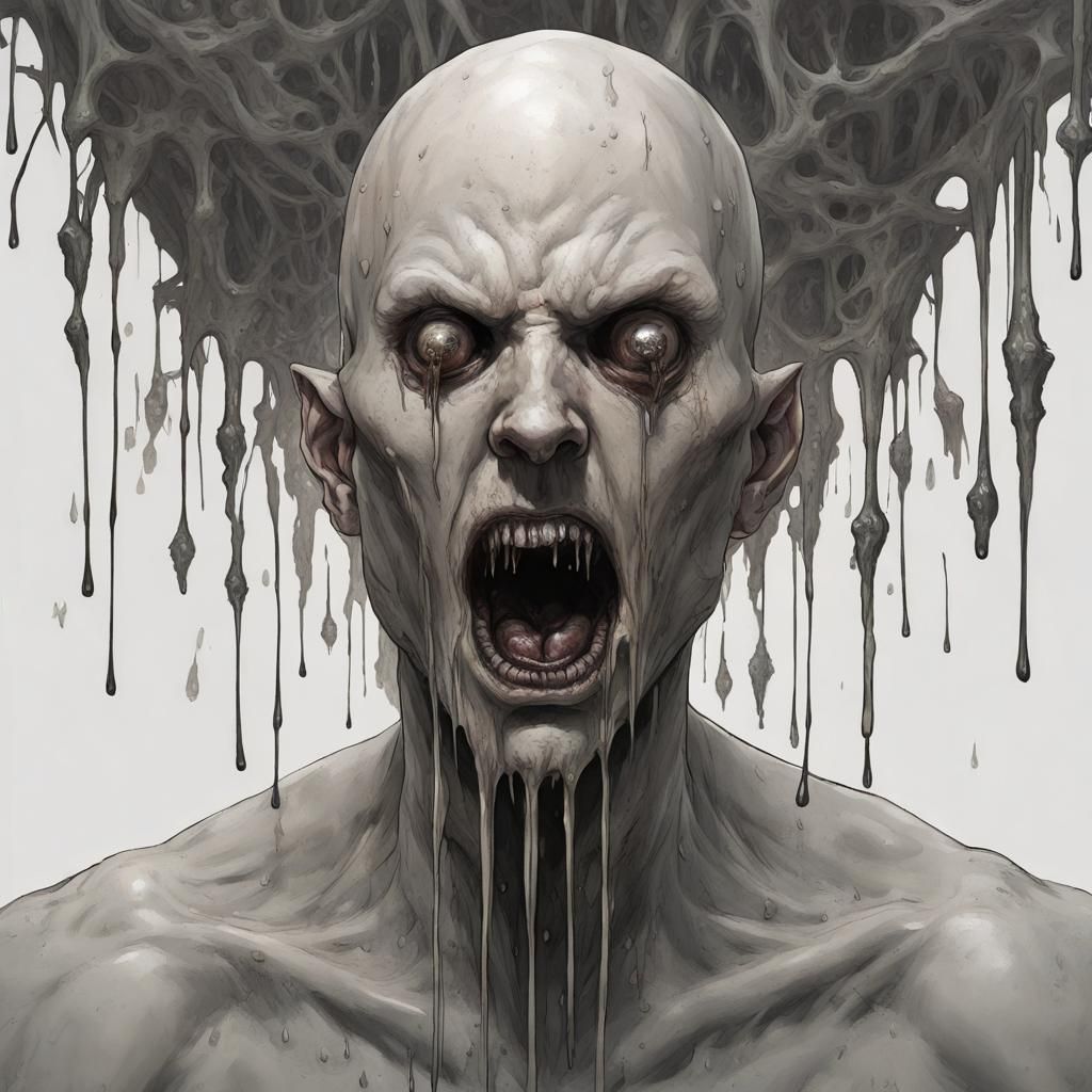 Eerie Gaunt Man with Bugs: A Disturbing Portrait