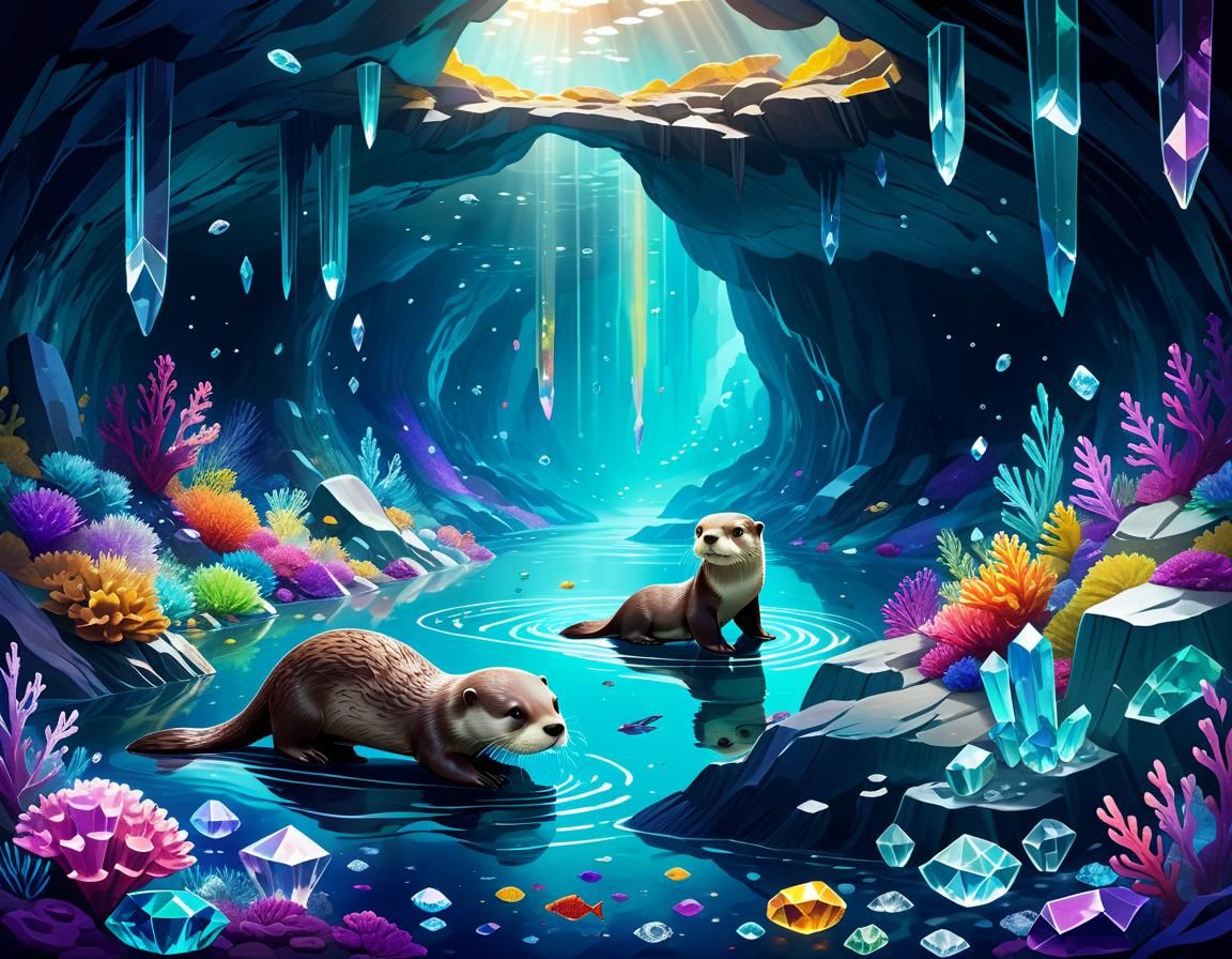 Otter's Underwater Crystal Cave Adventure