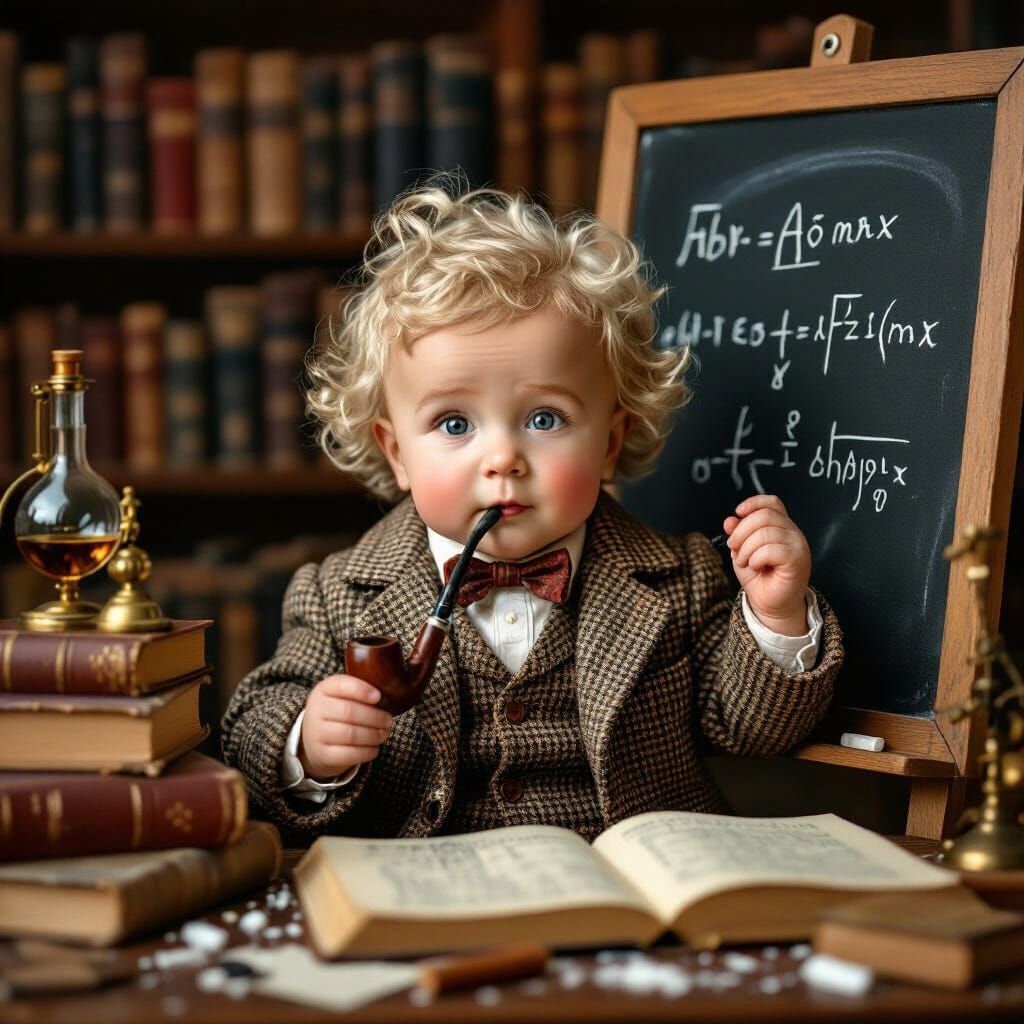 Baby Einstein Scribbles Equations: A Hyperrealistic Portrait