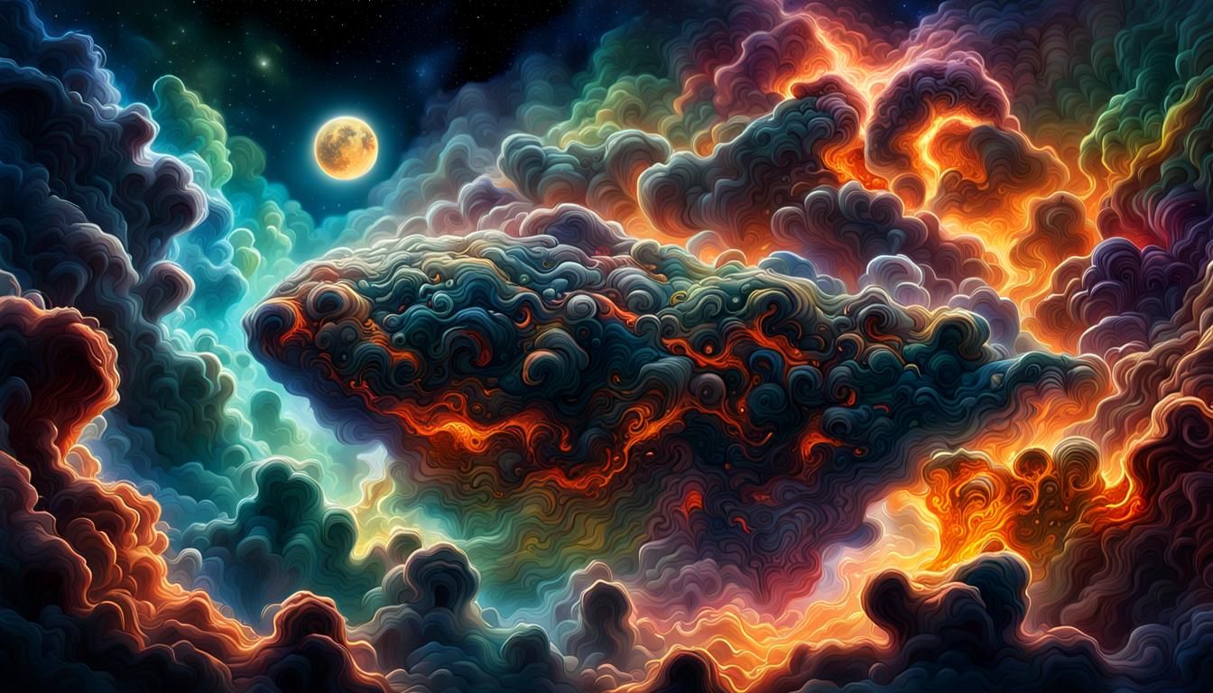 Ominous Spaceship in Galactic Nebula: Dark Fantasy Art