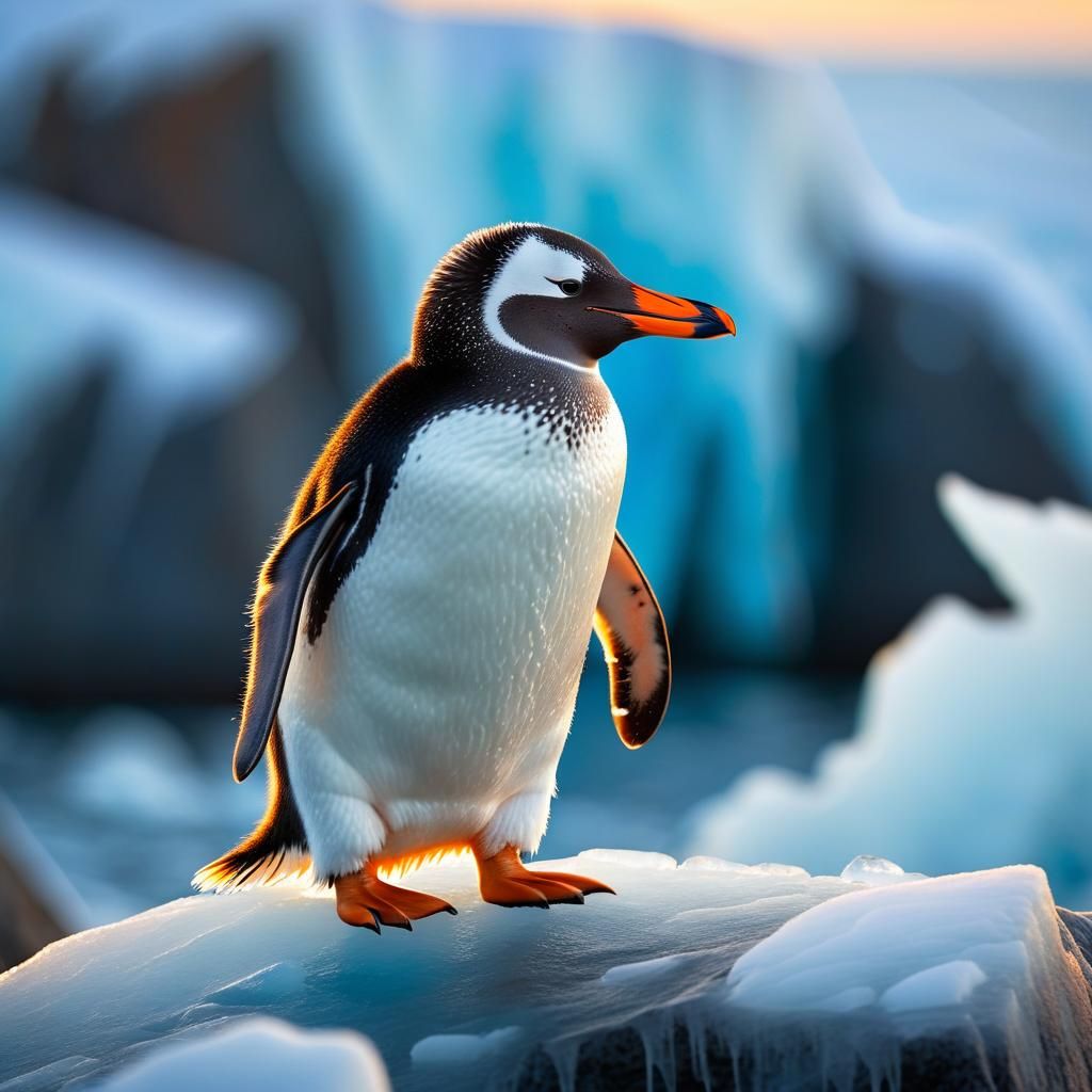 Gentoo Penguin Portrait in Antarctic Ice