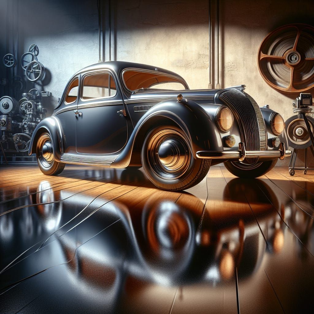 Photorealistic Classic Car in Vintage Setting