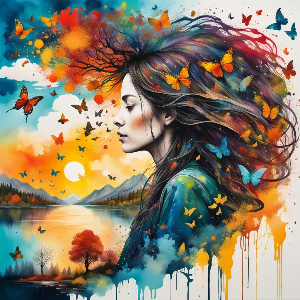 Surreal Nature Portrait in Abstract Expressionist Style