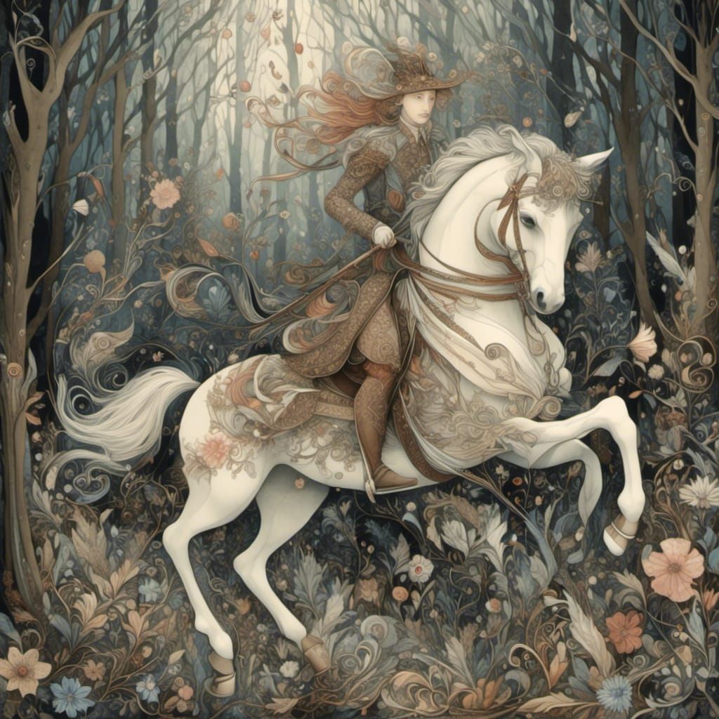 Equestrian Adventure: Horseback Riding Through Forest