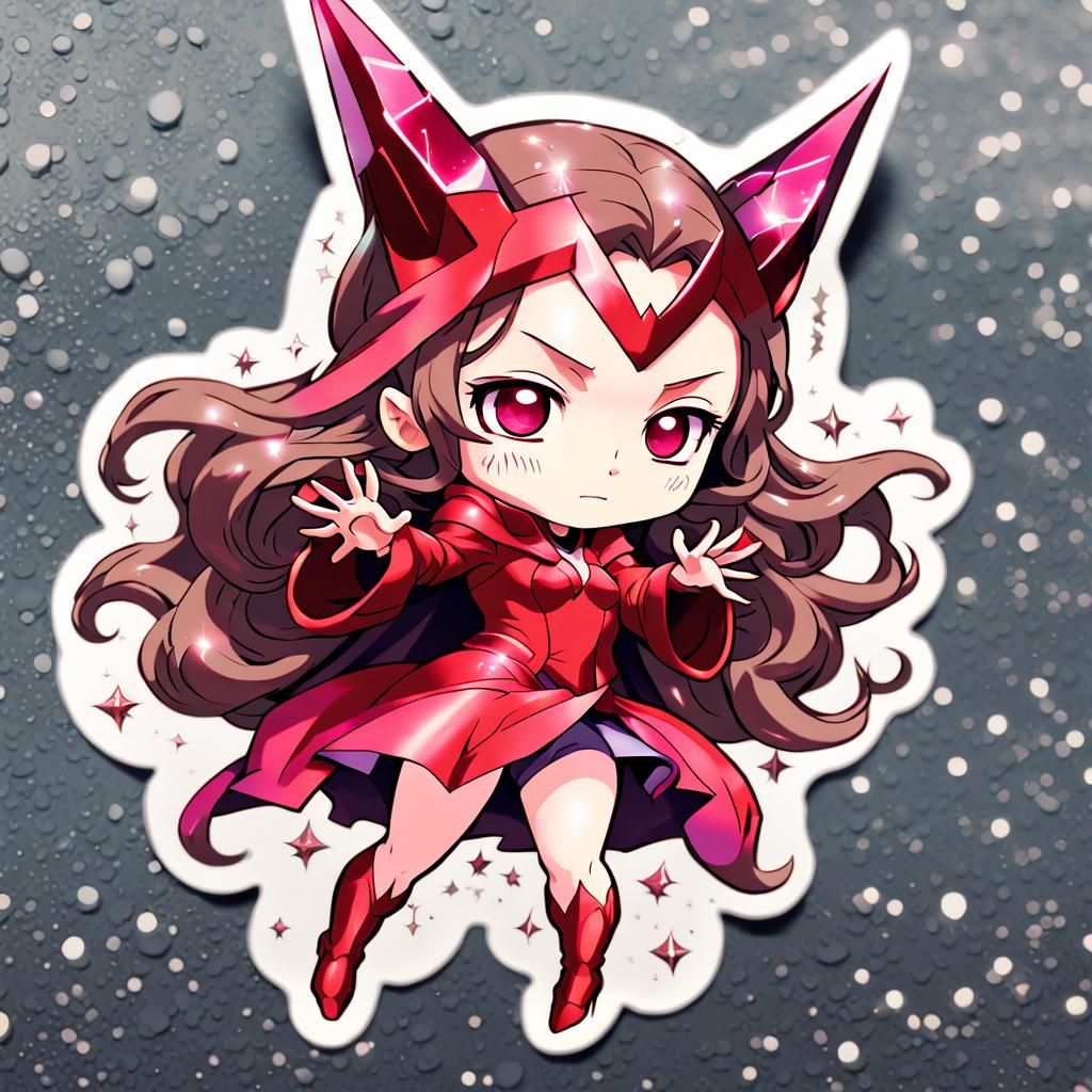 Cute Scarlet Witch Chibi Sticker with Magic