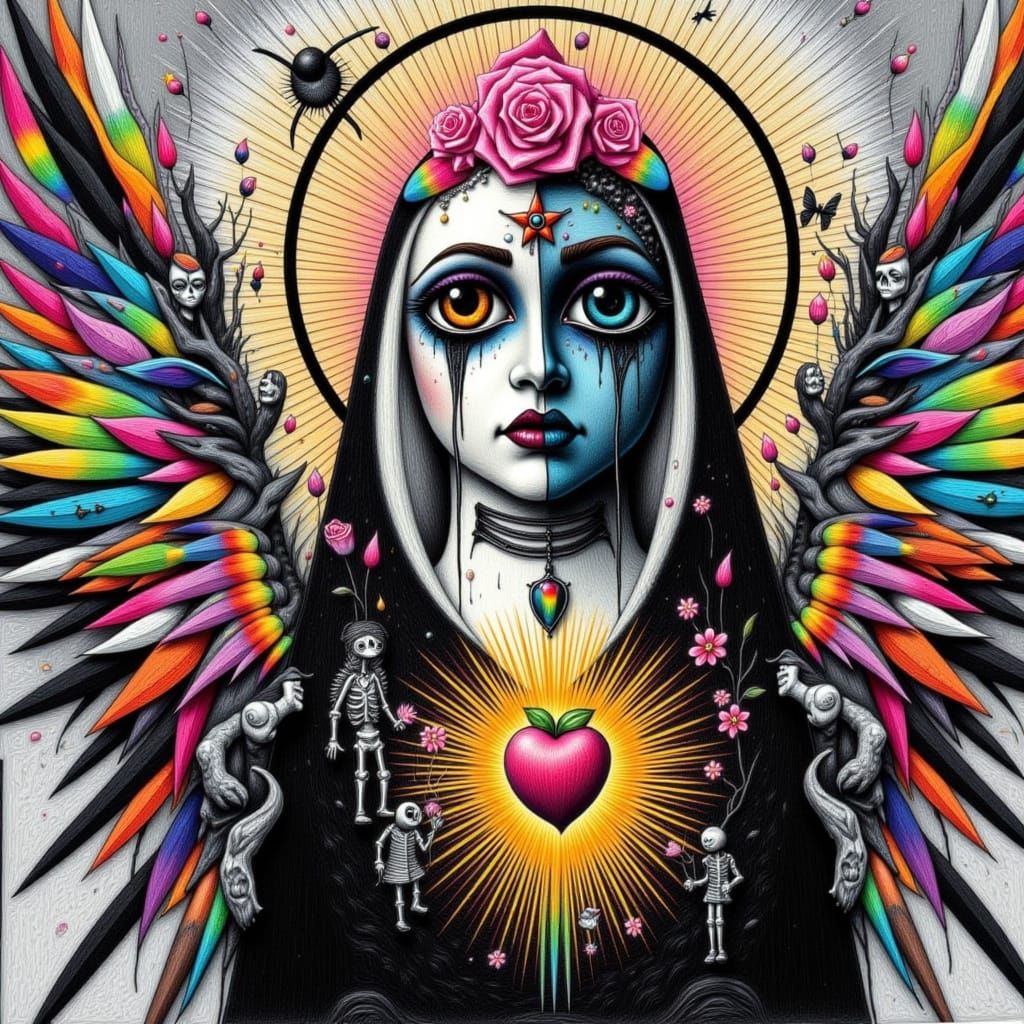 <lora:Punk Faith 1:1.0>  Kids Crayon drawing of the underwor...