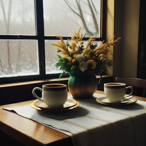 Cozy Christmas Cookies and Coffee in Impressionist Style