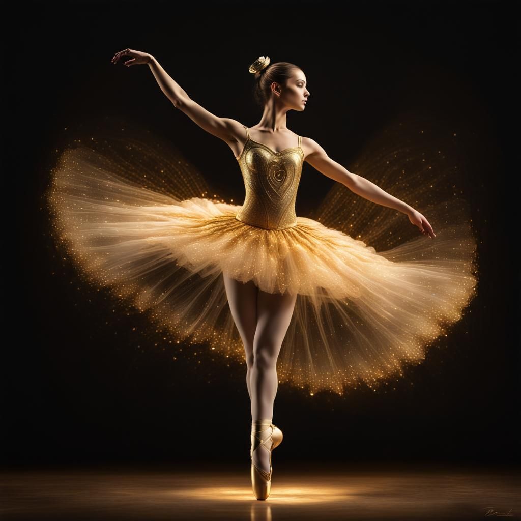 Golden Light Ballerina with Heart Tutu