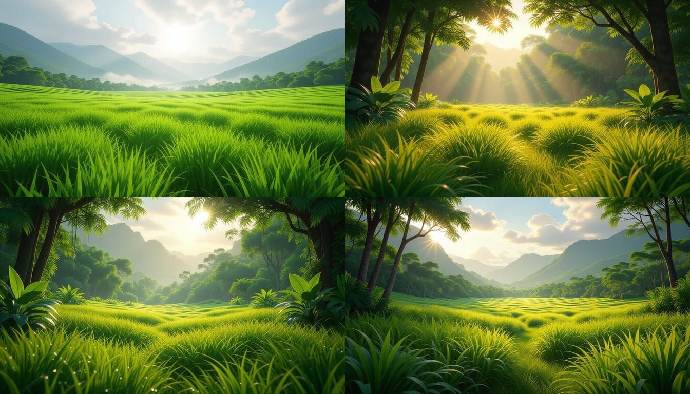 Beautiful Flat Jungle Landscape with Tall Grass