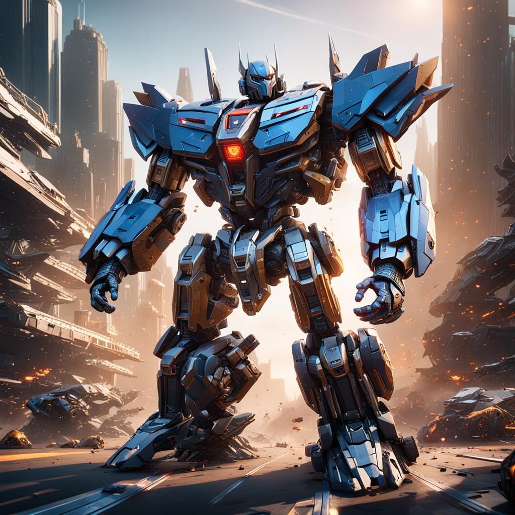 Epic Autobots vs Decepticons Battle in Sci-Fi Style