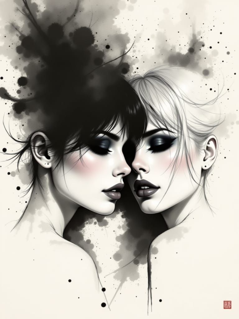 Dark Light Harmony in Japanese Ink Brushwork