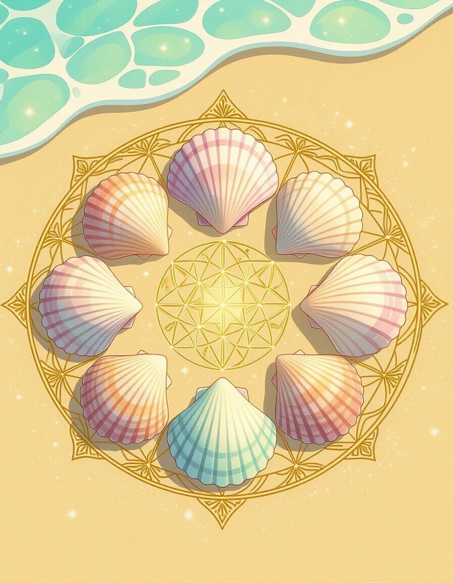 Seashells in Sacred Geometry: Vintage Anime Art