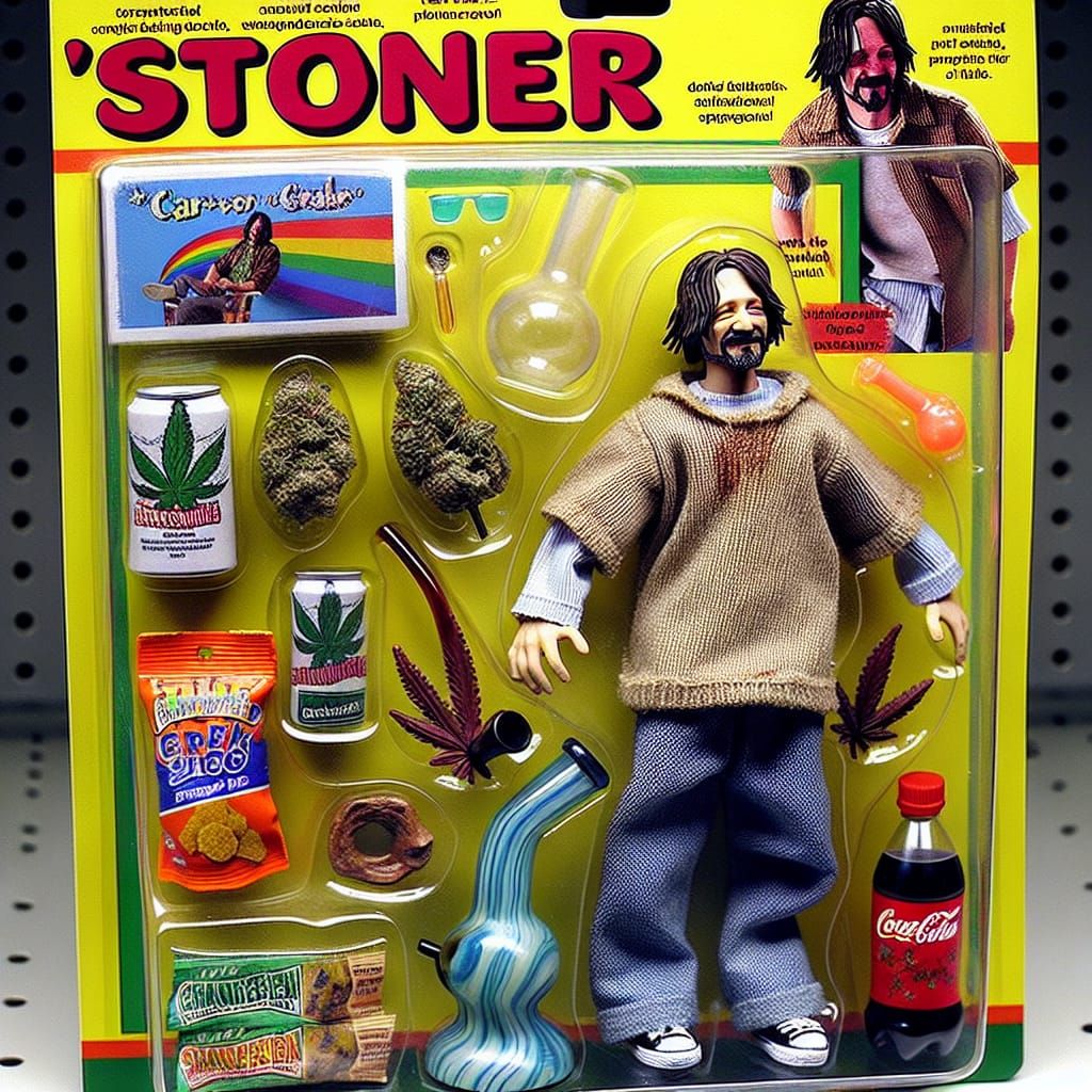 Humorous Stoner Action Figure on Store Shelf