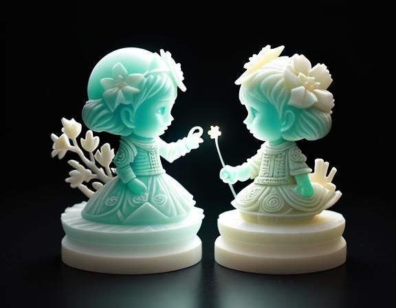 Ivory-cyan soap carving