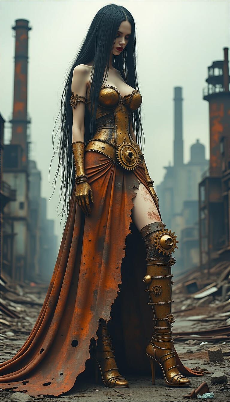 Goddess of Rust in Decaying Industrial City